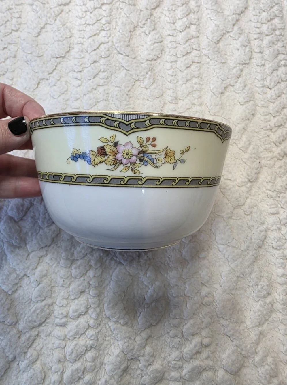 Vintage Noritake Windsor Japan Serving Bowl Floral Bird Gold Trim